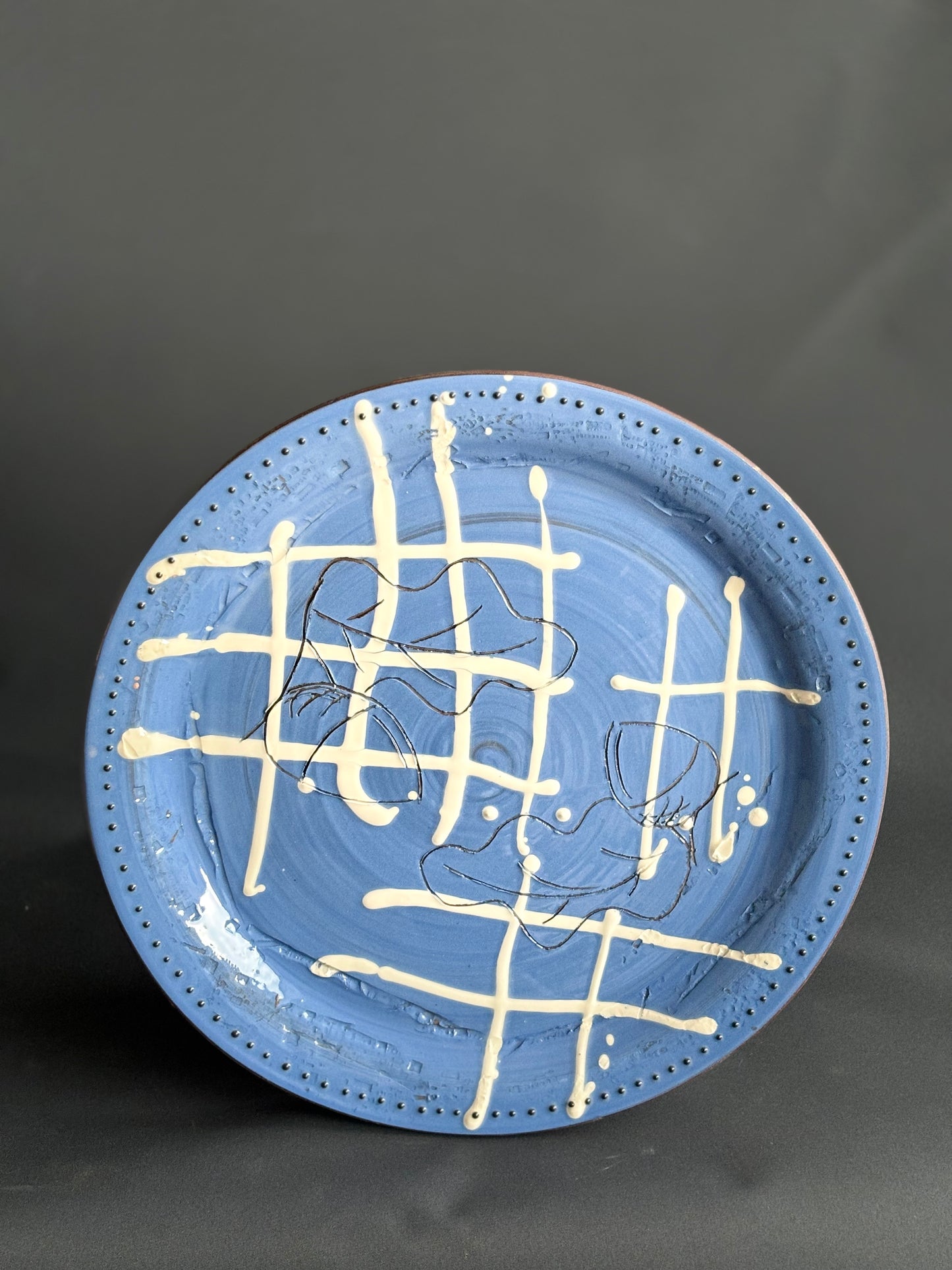 Large blue acorn plate
